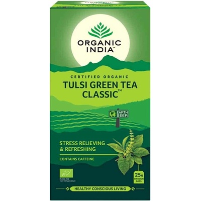 Organic India Tulsi Bazalka posvátná se zeleným čajem BIO 25 sáčků