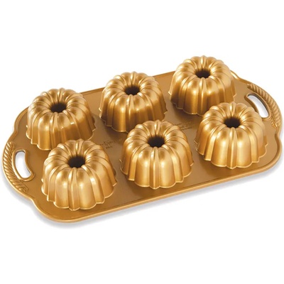 Nordic Ware Форма за кекс ANNIVERSARY BUNDLETTE BUNDT, за 6 кексчета, златиста, Nordic Ware (NW86277)