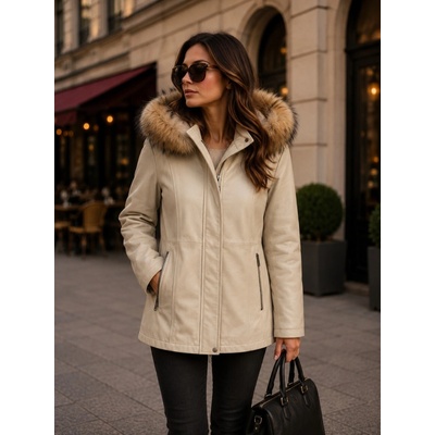 Max Original Leather Dámska kožená bunda MIFO Long vanilla