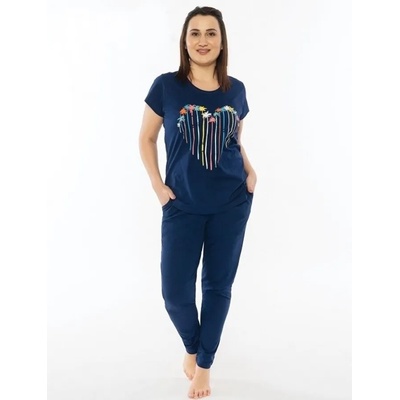 Макси пижама в тъмносиньо със сърце от палми