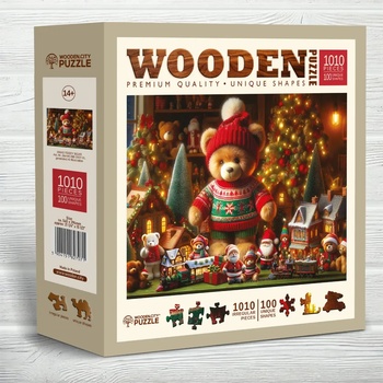 Wooden City - Puzzle Xmas Teddy Bear wooden - 1 000 piese
