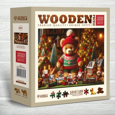Wooden City - Puzzle Xmas Teddy Bear wooden - 1 000 piese