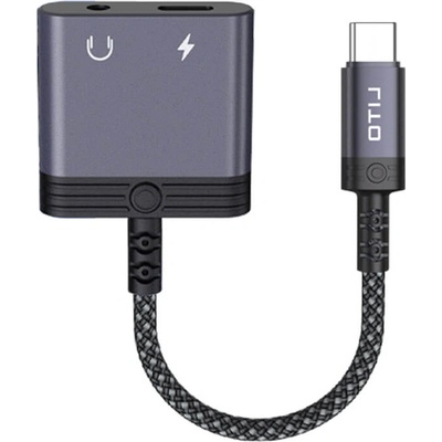 USB-C адаптер към 3.5 мм аудио изход и USB-C изход - Lito Audio Adapter USB-C to Jack 3.5 mm (15 см) (черен) (LA04T)