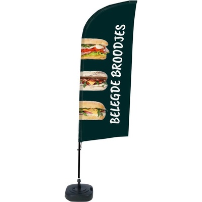 Jansen Display Kompletní sada reklamní vlajky ve tvaru křídla, Sendviče, holandsky ECO, 1105 x 3300 mm