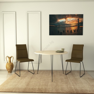 Asir Трапезна маса SANDALF 75x90 cм бежова/черна (AS1233)