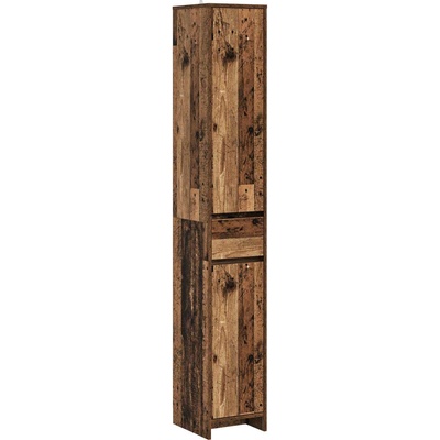 vidaXL Шкаф за баня Старо дърво 30 x 33 x 190 см Инженерна дървесина (890758)