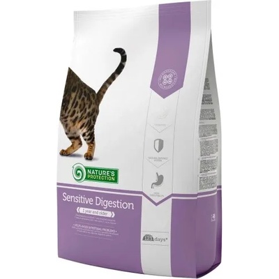 Nature's Protection CAT - Sensitive Digestion, висококачествена храна за пораснали котки над 1 година, за добро храносмилане и капризни животни, Литва - 2 кг
