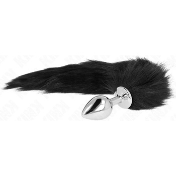 Image 1 of Метален анален плъг с черна опашка, 8см - Kink Anal Tail Plug (D-240662)