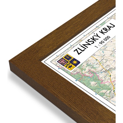 Excart Maps Zlínský kraj - obří nástěnná mapa 200 x 140 cm Varianta: mapa v dřevěném rámu, Provedení: Pegi tmavý ořech