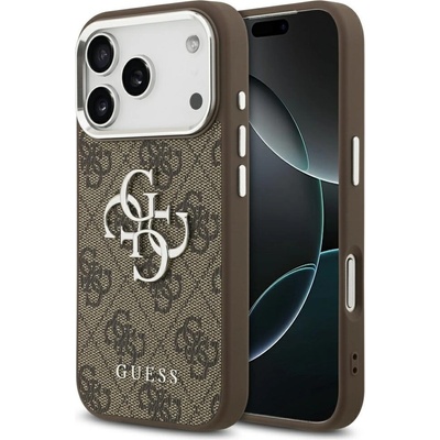 GUESS Предпазен калъф Guess PU 4G Metal Logo за iPhone 17 pro, кафяв (13926)