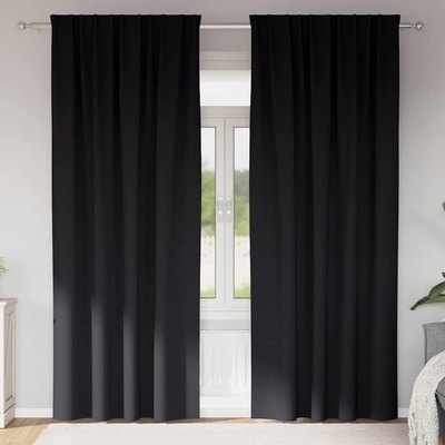 vidaXL Завеси за затъмняване с пръстени 2 pcs Черно 245 x 140 см (4107431)