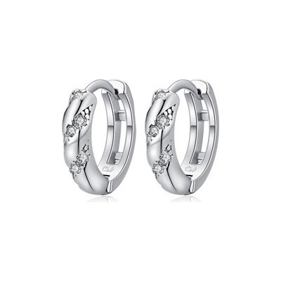 Nubis stříbrné náušnice kroužky se zirkony NB-3048