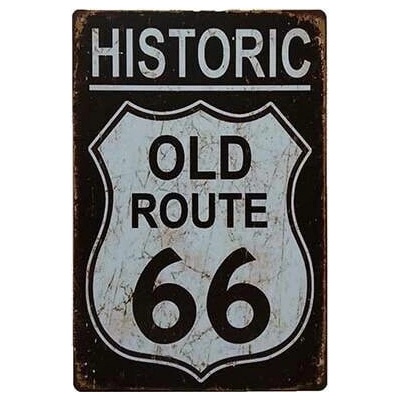 Ceduľa Historic Old Route 66 30cm x 20cm Plechová tabuľa