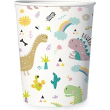 510812 GRABO Papierové poháre Dinosauria biele 250ml