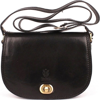 Středně velká kožená crossbody kabelka no. 50 černá