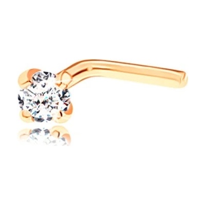 Šperky eshop piercing ve žlutém zlatě zahnutý tvar kulatý diamant čiré barvy BT500.14
