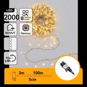 Aigostar - LED външна коледна гирлянда 2000xLED/8 функции 103m IP44 топла бяла (AI2448)