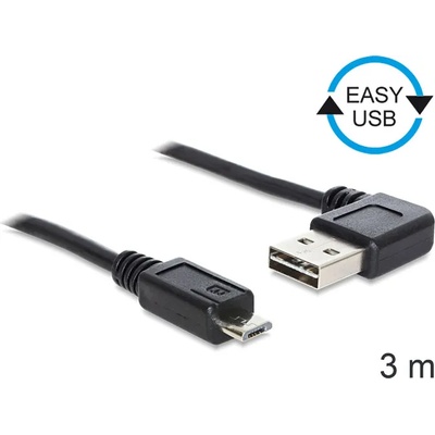 Delock 83384 EASY-USB 2.0 -A мъжки извит ляв / десен USB 2.0 micro-B мъжки кабел, 3 м (83384)