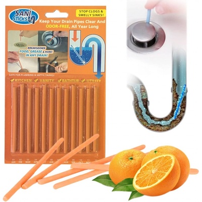 TFY SANI-STICK-Org12 Tyčinky na čistenie odpadu POMARANČ, 12 ks