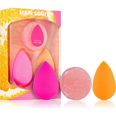 Beautyblender Main Squeeze Beautyblender houbička na make-up 2 ks + BlenderCleanser tuhý čistič na make-up houbičky a štětce 1 ks