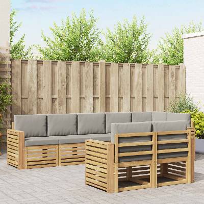 vidaXL Комплект дивани за открито 8 pcs Бяло и светлосиво (3392041)