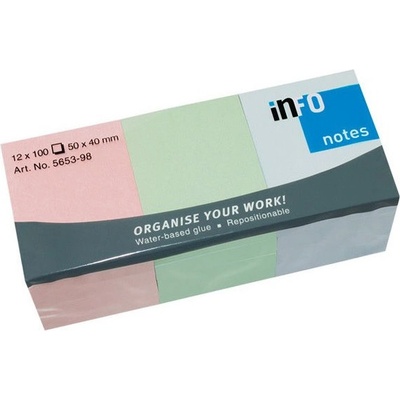INFO NOTES Самоз. лист. Info Notes Пастел 50х40mm 12 бр (1901033-45-5653-98)