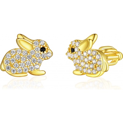 Olivie stříbrné náušnice KRÁLÍK GOLD 8034