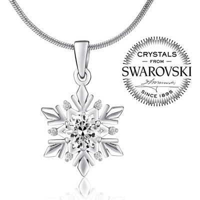 SILVEGO stříbrný přívěsek sněhová vločka se Swarovski Crystals JJJP0811