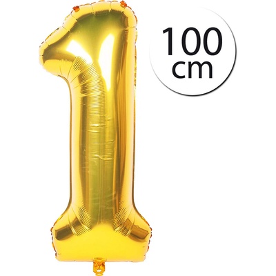 FUN RAG 607000 Héliový balón fóliový číslo 1 zlatá 100 cm