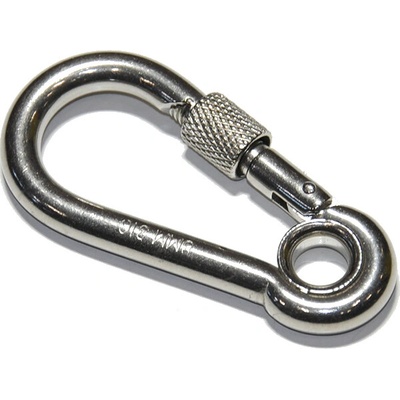 Karabina hasičská s okem a pojistkou DIN 5299A, nerez A4, 80x8mm