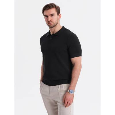 Ombre Clothing pánske tričko s golierom Alii čierne