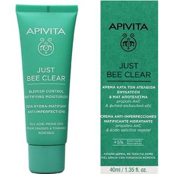 APIVITA Just Bee Clear Blemish Control Mattifying Moisturizer хидратиращ крем за лице с ниацинамид 40 мл