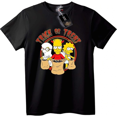 NOONEBRAND Тениска Тлъсти или Лакомства Simpsons Halloween - L, Black