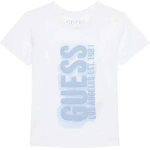 GUESS Бяла тениска за мини момче с голям контрастен надпис Guess