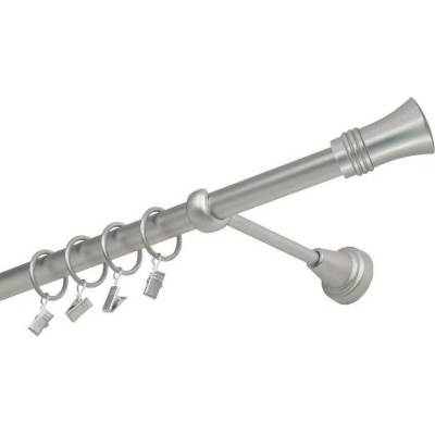 OK-GarnýžeCZ Garnýž kovová jednořadá 19mm Capri satina 230 cm do stěny / kroužky s žabkou