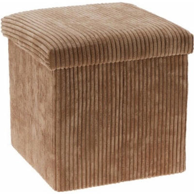 Storagesolutions Manšestrový taburet se úložným prostorem TOBO, 38 × 38 × 38 cm, hnědý