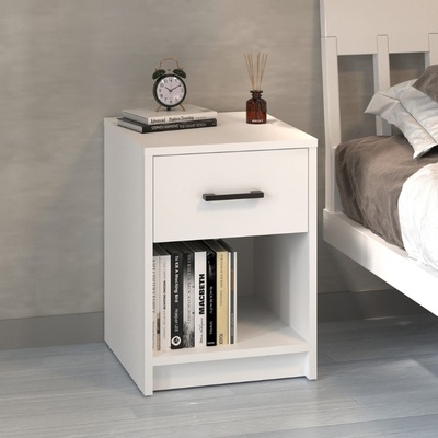 TopMebel Scoty меламинов нощен шкаф в бял цвят 40.2x35.3x55см