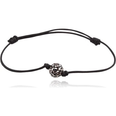 Šperky eshop černý šňůrkový s ocelově šedou Shamballa kuličkou Q17.13