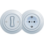 Kliklap - Ретро еднополюсен ключ № 1 и розетка SCHUKO 230V с рамка в синьо (KA0026E)