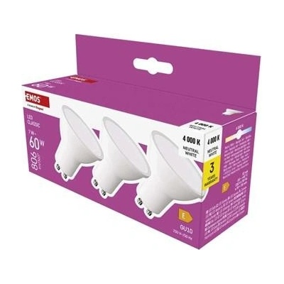 EMOS LED žárovka Classic MR16 GU10 7 W 60 W 806 lm neutrální bílá 3 ks
