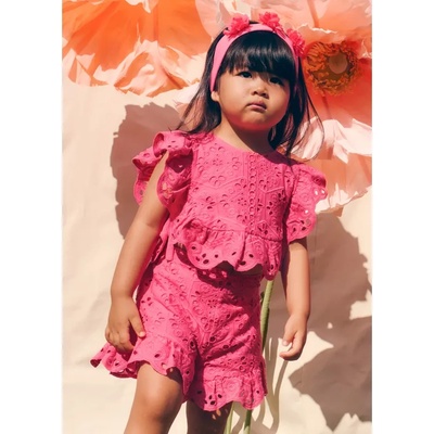 Abel & Lula Комплект къса тениска и къси панталони с перфорации за бебе момиче фуксия Abel&Lula