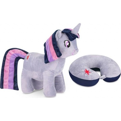 Spokey Sparkle 2v1 Detský cestovný vankúš a plyšová hračka v jednom jednorožec 30cm