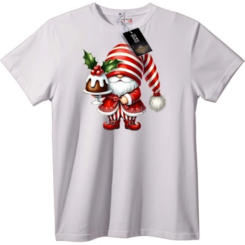 NOONEBRAND Тениска Коледно Джудже с Торта - XL, White