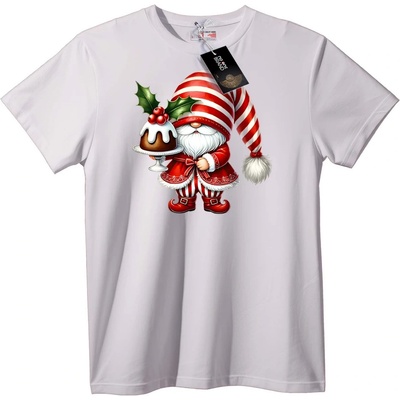 NOONEBRAND Тениска Коледно Джудже с Торта - XL, White