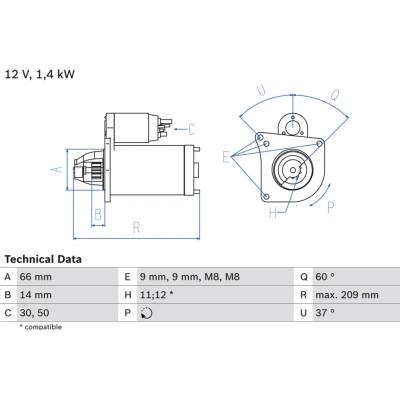 BOSCH Startér 0986021651