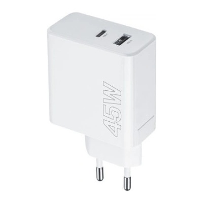 Maxlife Зарядно устройство Maxlife MXTC-07-45AC PD QC, адаптер 45W 1x USB-C 1x USB-A, 220V, Бяло (MXTC-07-45AC)
