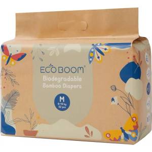 Eco Boom Бебешки бамбукови пелени Eco Boom - Pure, размер 3, 32 броя (ECO BOOM) - baby