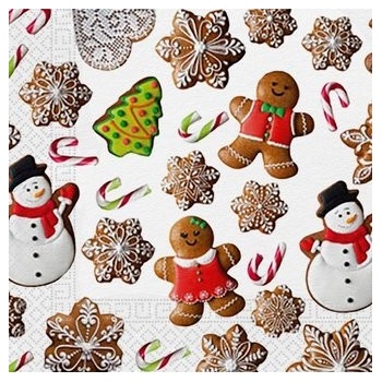 Procos Vianočné papierové obrúsky 3 V perníčky 33x33cm
