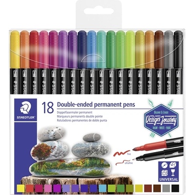 STAEDTLER Маркер Staedtler Twin-Tip перманентен 3, 0/0, 5 мм (18) (3187 TB18)