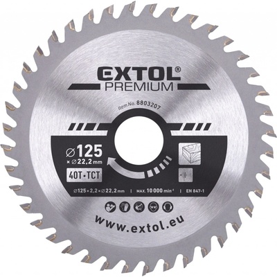 EXTOL PREMIUM Kotouč pilový s SK plátky, O125x2,2x22,2mm, 40T (8803207)